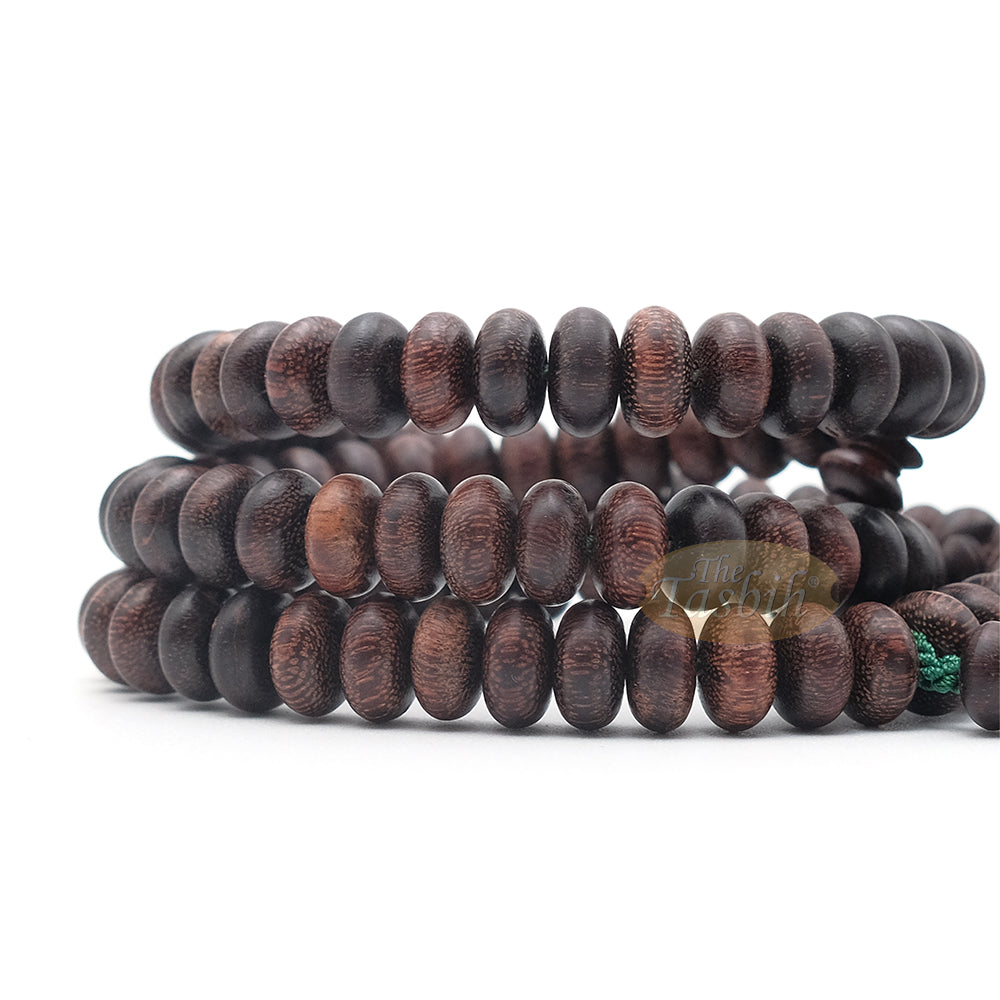 Tamarind Wood Misbaha – Medium Terompah 5x10mm Brown 99ct Short Barrel Indonesian Prayer Beads