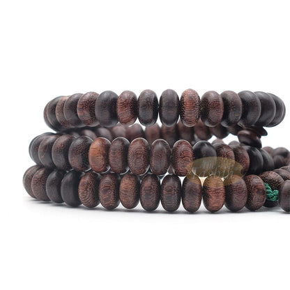Tamarind Wood Misbaha – Medium Terompah 5×10 mm Brown 99 count Short Barrel Indonesian Prayer Beads