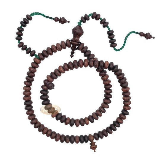 Tamarind Wood Misbaha – Medium Terompah 5×10 mm Brown 99 count Short Barrel Indonesian Prayer Beads