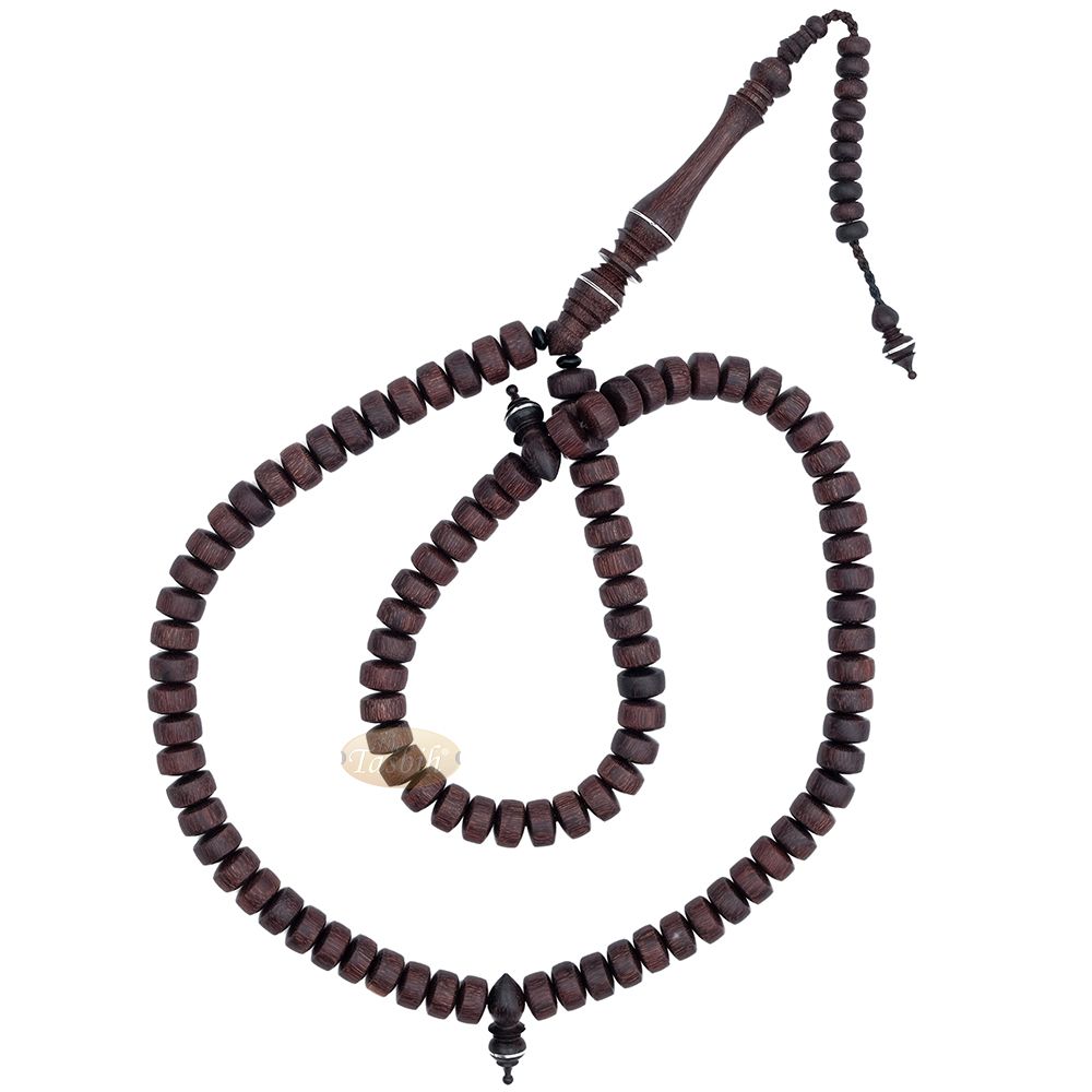 Large Tamarind Wood Nalain Misbaha – Barita Limited Edition 7×12 mm Barrel-shape 100 count Muslim Indonesian Prayer Beads
