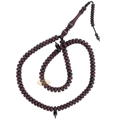 Large Tamarind Wood Nalain Misbaha – Barita Limited Edition 7×12 mm Barrel-shape 100 count Muslim Indonesian Prayer Beads