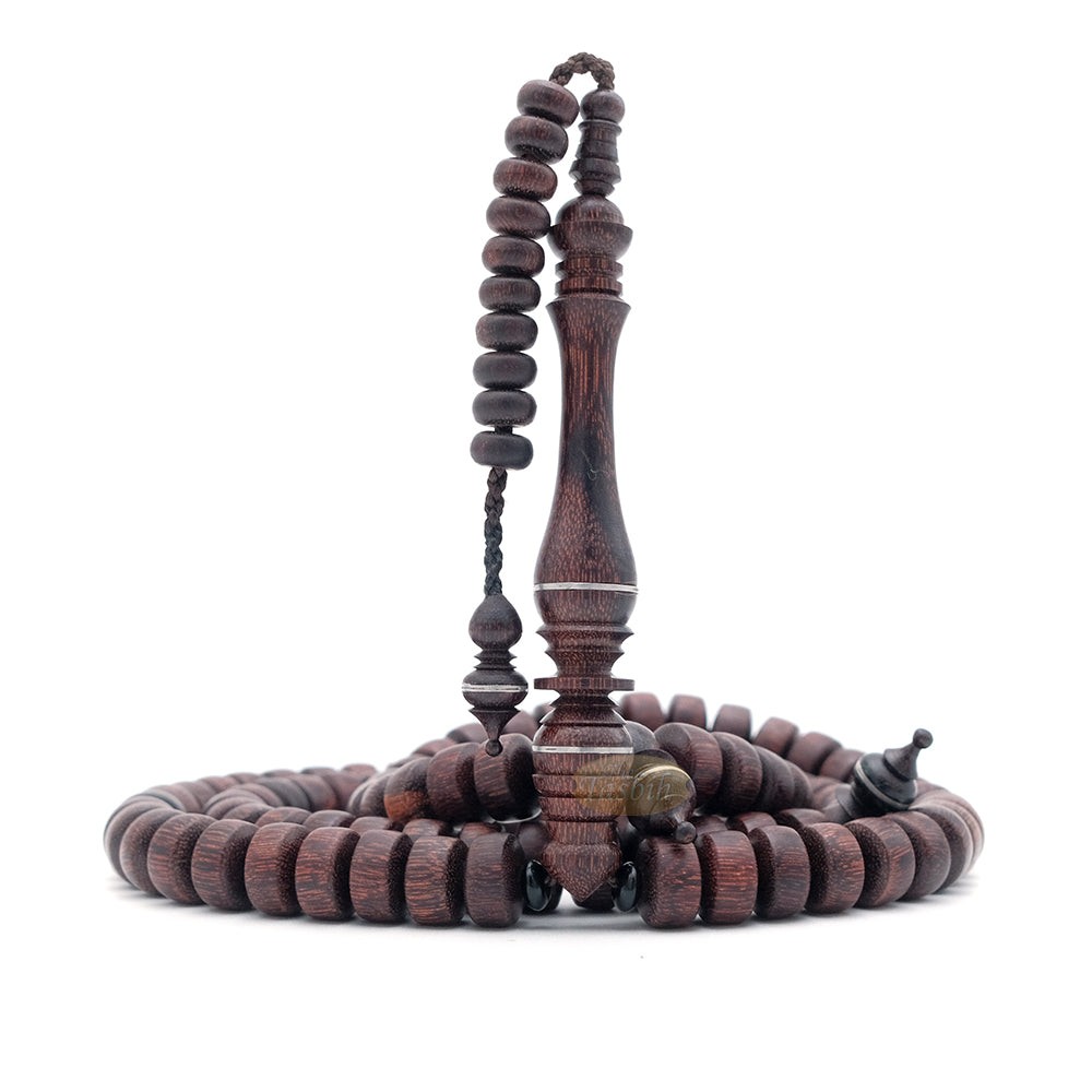 Large Tamarind Wood Nalain Misbaha – Barita Limited Edition 7x12mm Barrel-shape 99ct Muslim Indonesian Prayer Beads