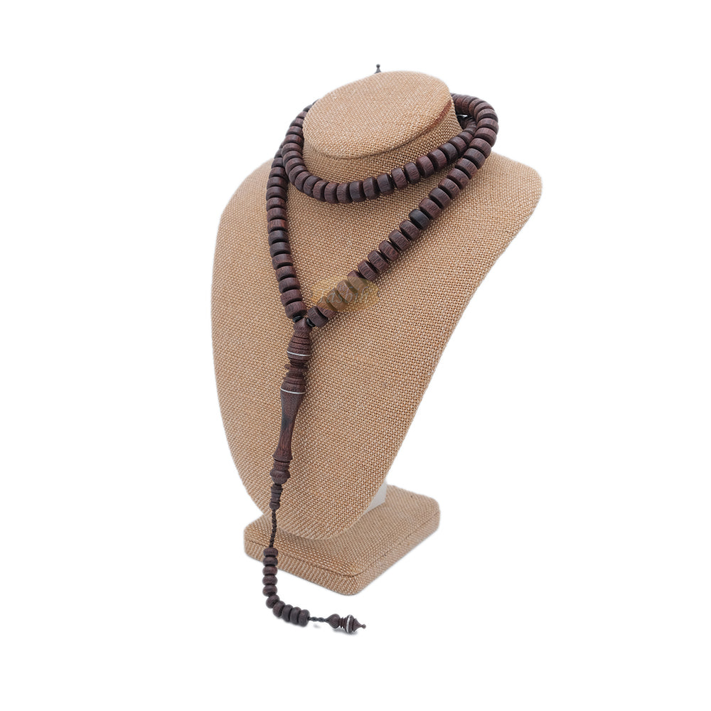 Large Tamarind Wood Nalain Misbaha – Barita Limited Edition 7x12mm Barrel-shape 99ct Muslim Indonesian Prayer Beads