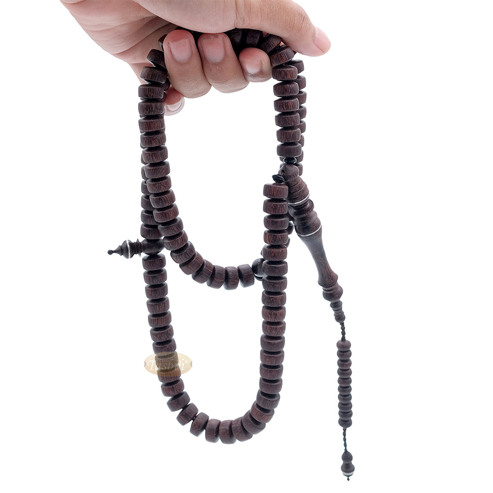 Large Tamarind Wood Nalain Misbaha – Barita Limited Edition 7x12mm Barrel-shape 99ct Muslim Indonesian Prayer Beads