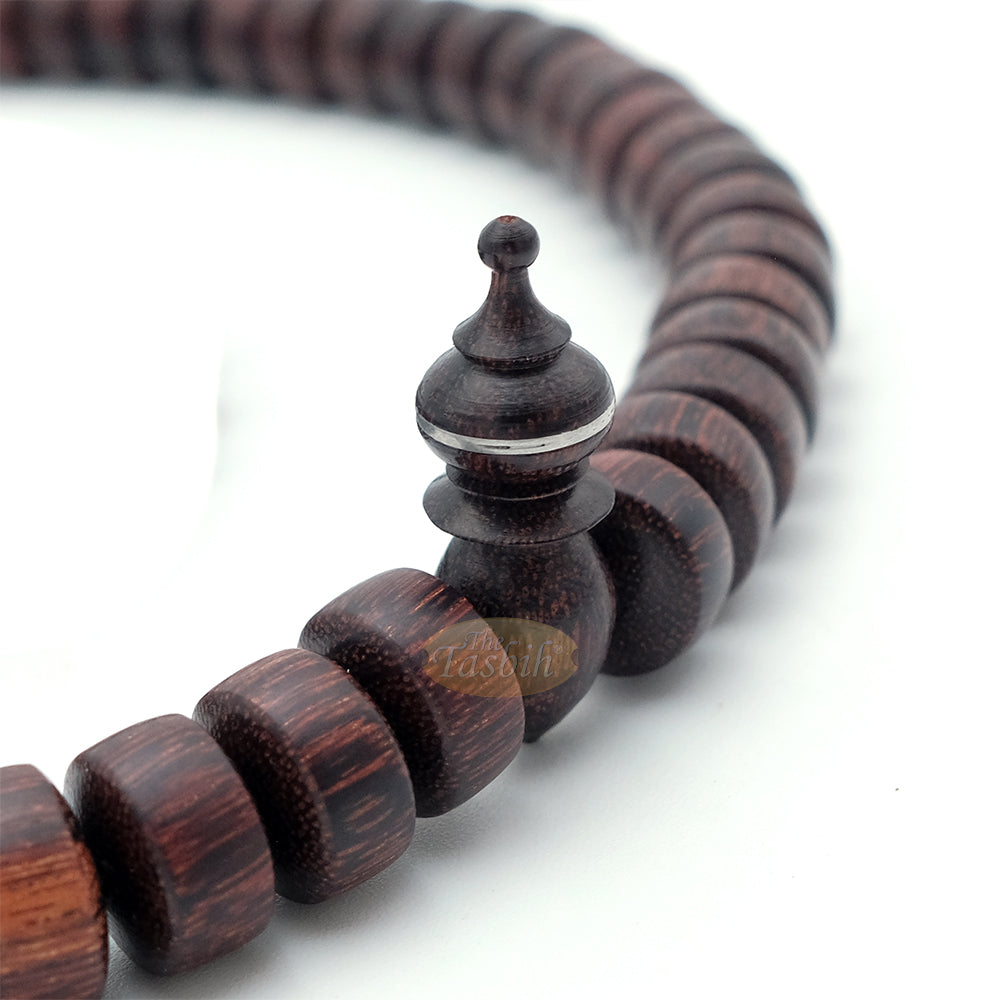 Large Tamarind Wood Nalain Misbaha - Barita Limited Edition 7x12 mm Barrel-shape 100 count Muslim Indonesian Prayer Beads