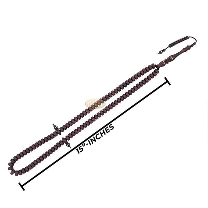 Large Tamarind Wood Nalain Misbaha – Barita Limited Edition 7×12 mm Barrel-shape 100 count Muslim Indonesian Prayer Beads