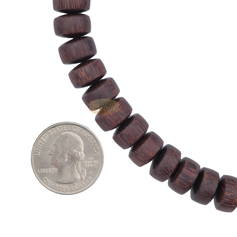 Large Tamarind Wood Nalain Misbaha – Barita Limited Edition 7×12 mm Barrel-shape 100 count Muslim Indonesian Prayer Beads