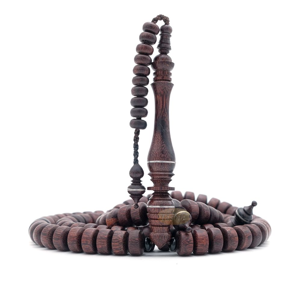 Large Tamarind Wood Nalain Misbaha – Barita Limited Edition 7×12 mm Barrel-shape 100 count Muslim Indonesian Prayer Beads