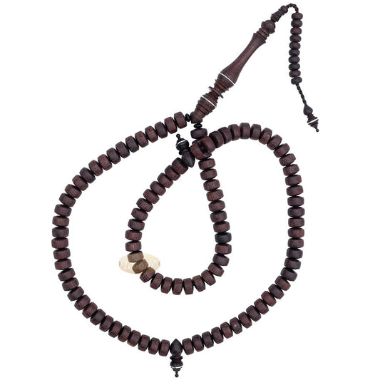 Large Tamarind Wood Nalain Misbaha – Barita Limited Edition 7×12 mm Barrel-shape 100 count Muslim Indonesian Prayer Beads