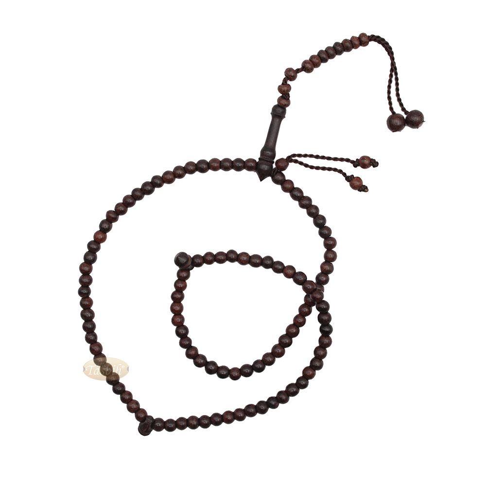 Tamarind Heartwood 6 mm Islamic Misbaha Wooden Rosary Tasbih 99-Beads