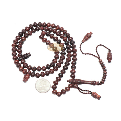 Handcrafted Tamarind Wood Tasbih Prayer Beads With 8X9mm Contoured Style 99-Bead