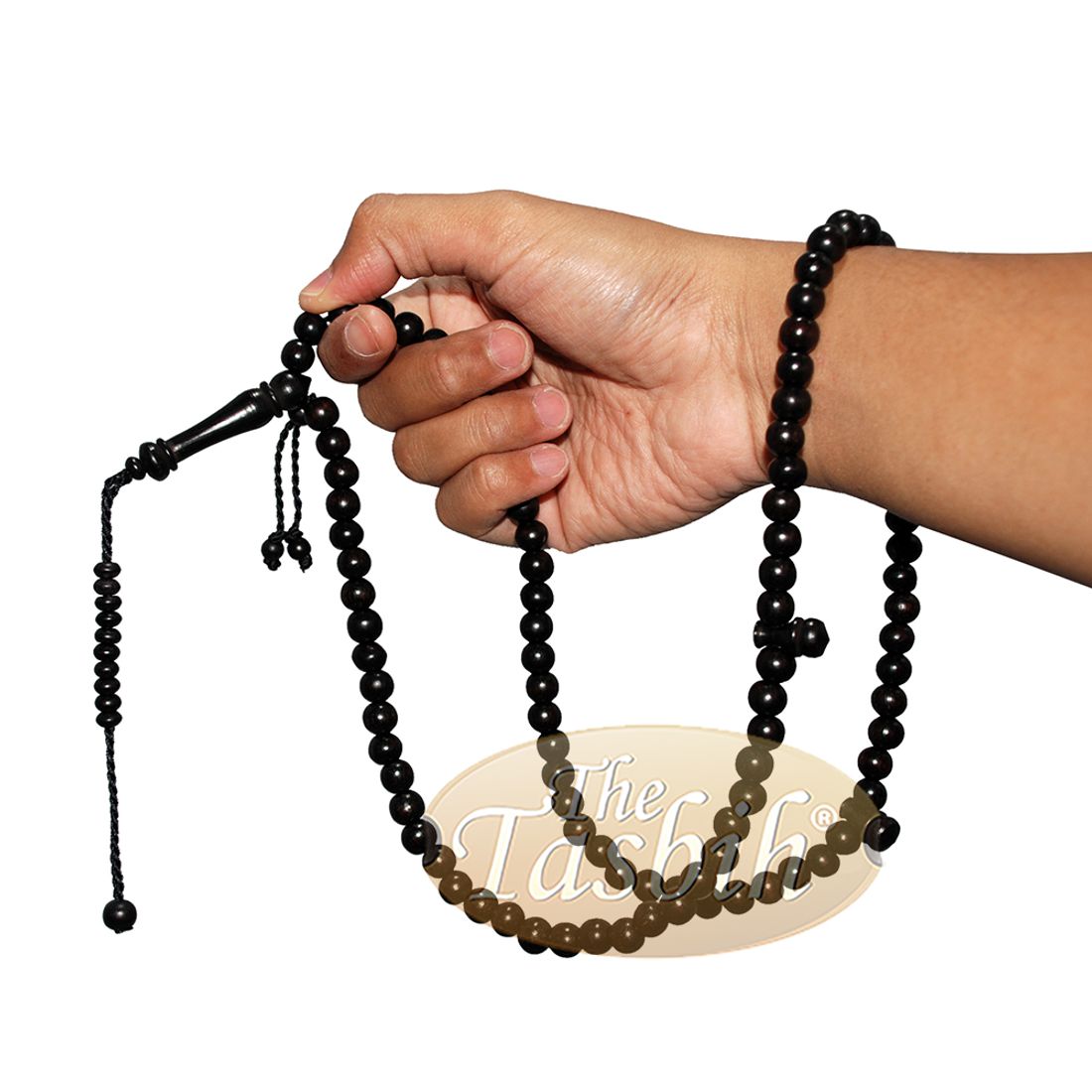 Kalung Tasbih Tasbih – Kayu Asam Dicelup Buatan Tangan 99-manik dengan Penghenti Kayu