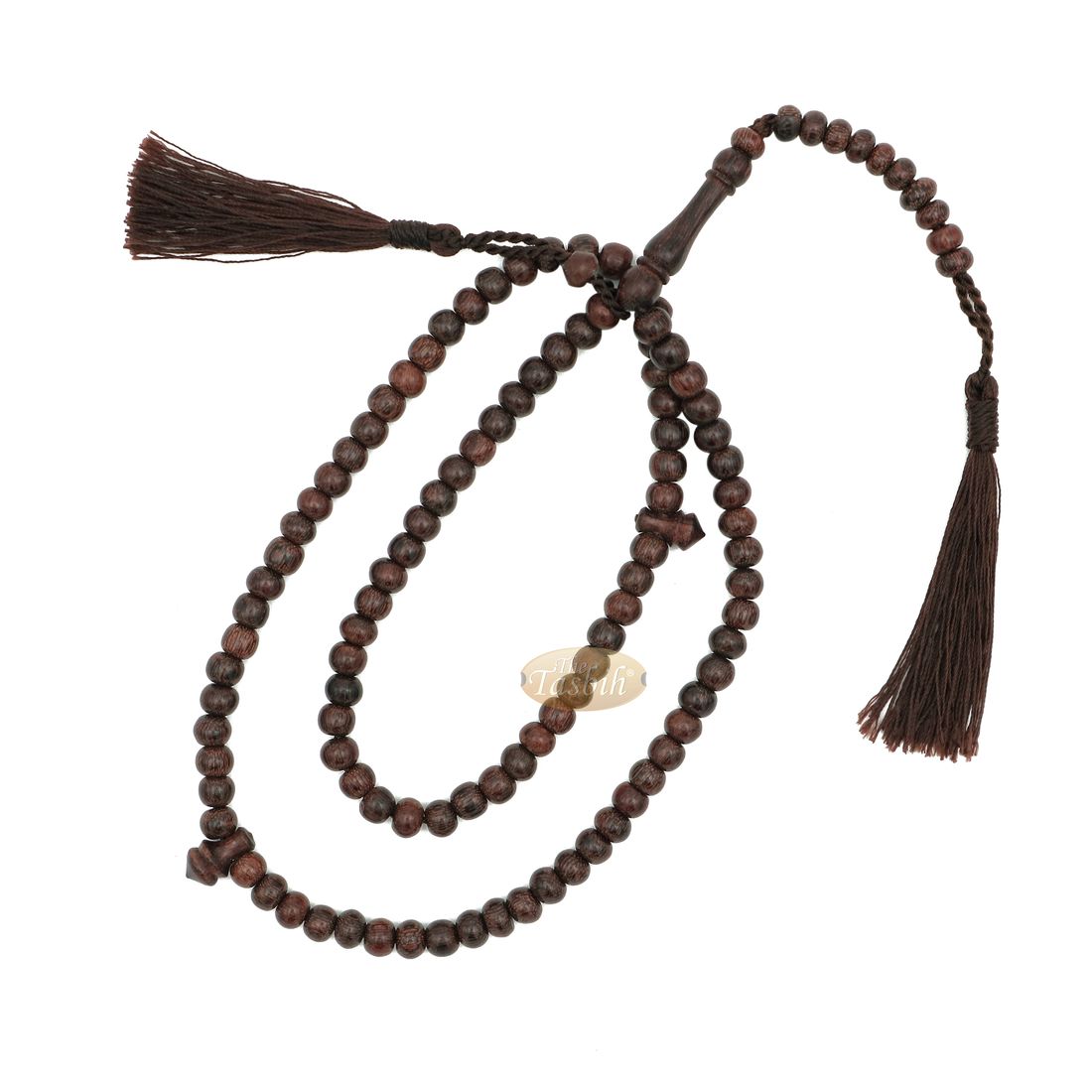 Dense Tamarind Tree Tasbih – Small 6mm 99-Bead Prayer Beads – Worry Beads with 2 Beautiful Tassels