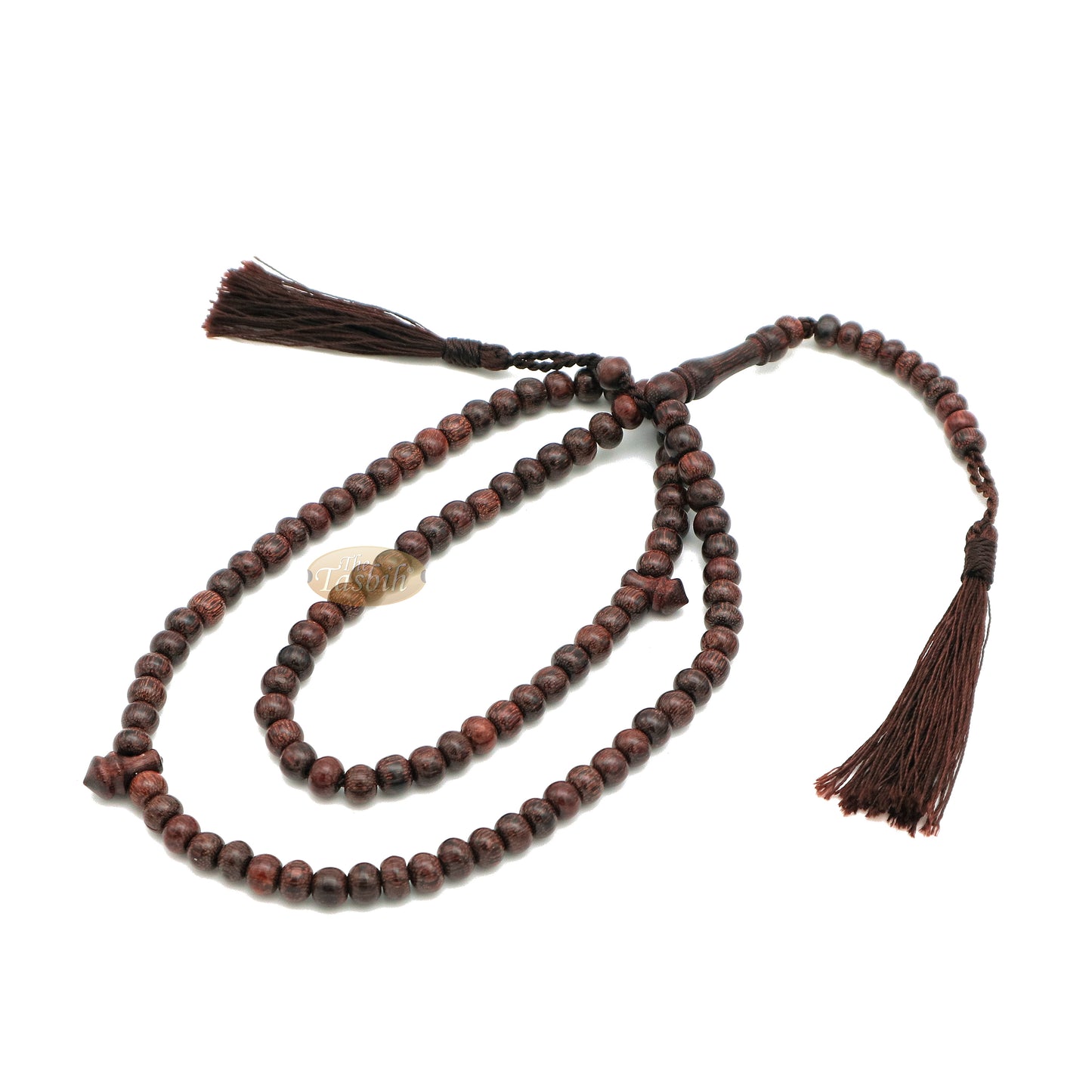 Dense Tamarind Tree Tasbih - Small 6 mm 99-Bead Prayer Beads - Worry Beads with 2 Beautiful Tassels
