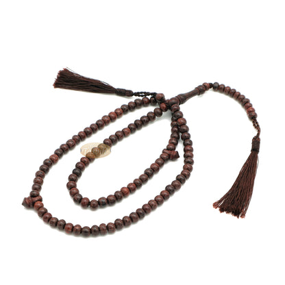 Dense Tamarind Tree Tasbih - Small 6 mm 99-Bead Prayer Beads - Worry Beads with 2 Beautiful Tassels