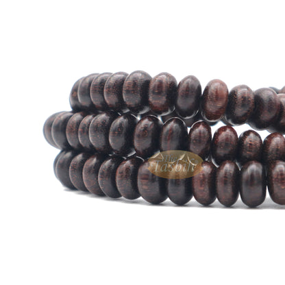 Prayer Beads – 9mm 99-Bead Flat Oval Tamarind Tasbih With Matching Dark Brown Tassels And 10-Bead Counter