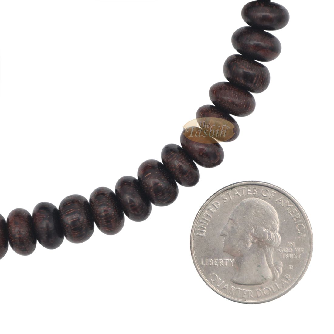 Prayer Beads – 9mm 99-Bead Flat Oval Tamarind Tasbih with Matching Dark Brown Tassels and 10-bead Counter