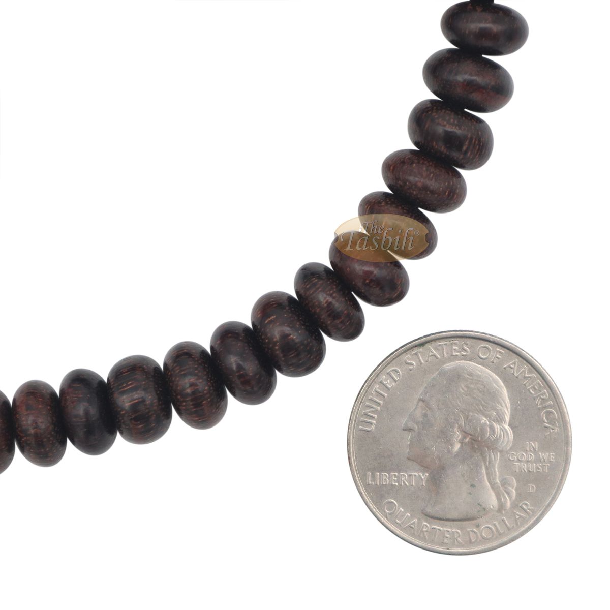 Prayer Beads – 9 mm 99-Bead Flat Oval Tamarind Tasbih with Matching Dark Brown Tassels and 10-Bead Counter