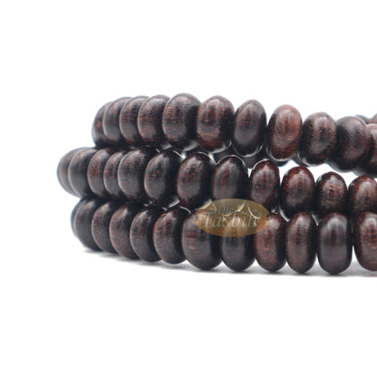 Tasbih – Tasbih Tamarind Bujur Leper 9mm 99-Manik dengan Jumbai Coklat Gelap Sepadan dan Pembilang 10 Manik