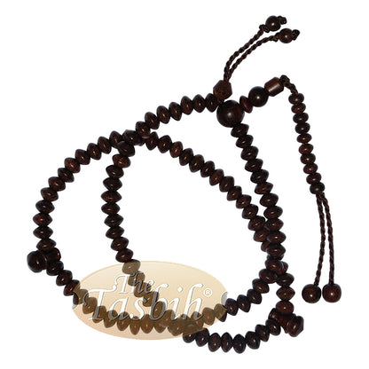 Wooden Islamic Prayer Beads | Saucer-Shape 5mm Tamarind Tasbih 99Ct Misbaha