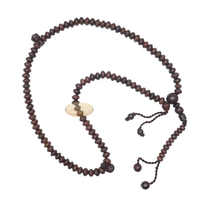 Wooden Islamic Prayer Beads | Saucer-Shape 5 mm Tamarind Tasbih 99 count Misbaha