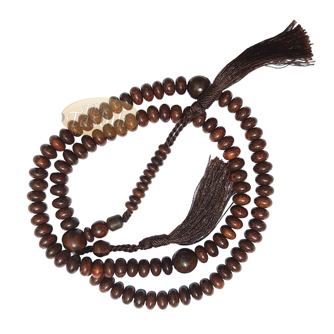 Flat Oval 6x9mm Tamarind Tasbih 99 Beads with Brown Tassels