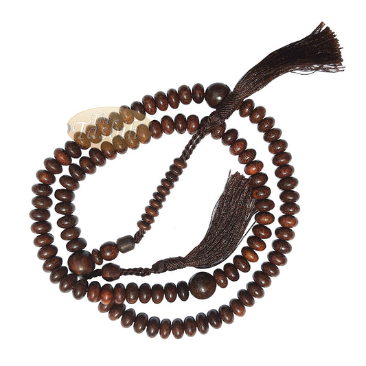 Flat Oval 6X9mm Tamarind Tasbih 99 Beads With Brown Tassels