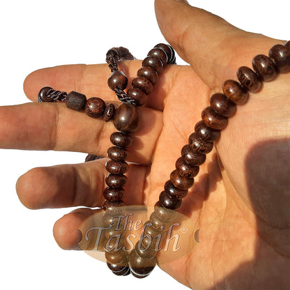 Flat Oval 6X9mm Tamarind Tasbih 99 Beads With Brown Tassels