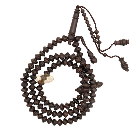 Dark Brown Tamarind Wood 8x11 mm 99-bead Muslim Prayer Beads Tasbih - Genuine Color Shiny Islamic Misbaha in Gift Box