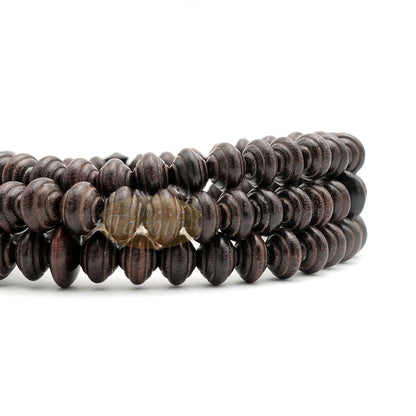 Dark Brown Tamarind Wood 8x11 mm 99-bead Muslim Prayer Beads Tasbih - Genuine Color Shiny Islamic Misbaha in Gift Box