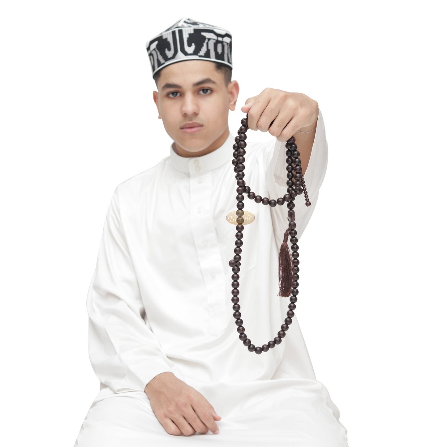 Tasbih Kayu Asam Jawa Ekstra Besar 12 mm - Tasbih Islam dengan Rumbai