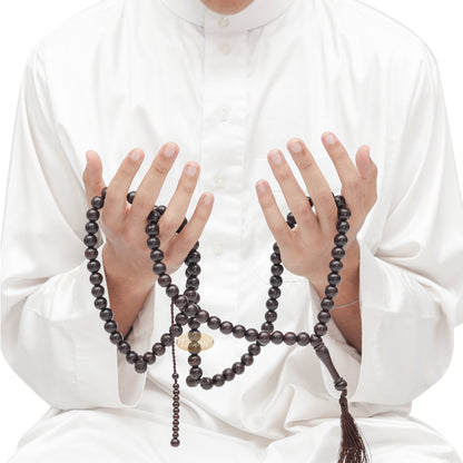 Tasbih Kayu Asam Jawa Ekstra Besar 12 mm - Tasbih Islam dengan Rumbai