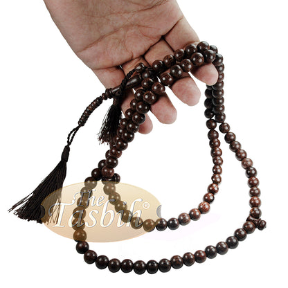 Kayu Tamarind Eksotik Tasbih Sibha 10-mm Besar dengan Jumbai Coklat Gelap Padan