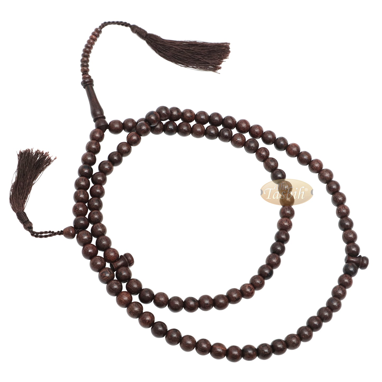 Kayu Tamarind Eksotik Tasbih Sibha 10-mm Besar dengan Jumbai Coklat Gelap Padan