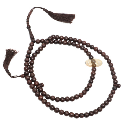 Kayu Tamarind Eksotik Tasbih Sibha 10-mm Besar dengan Jumbai Coklat Gelap Padan