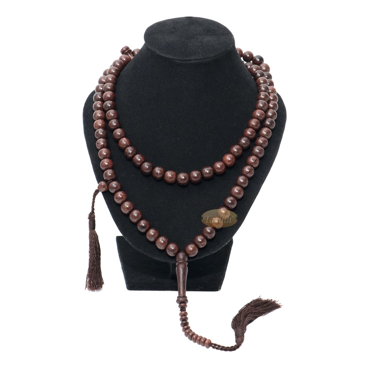 Exotic Large 10 mm Tamarind Heartwood Tasbih Misbaha with Matching Dark Brown Tassels
