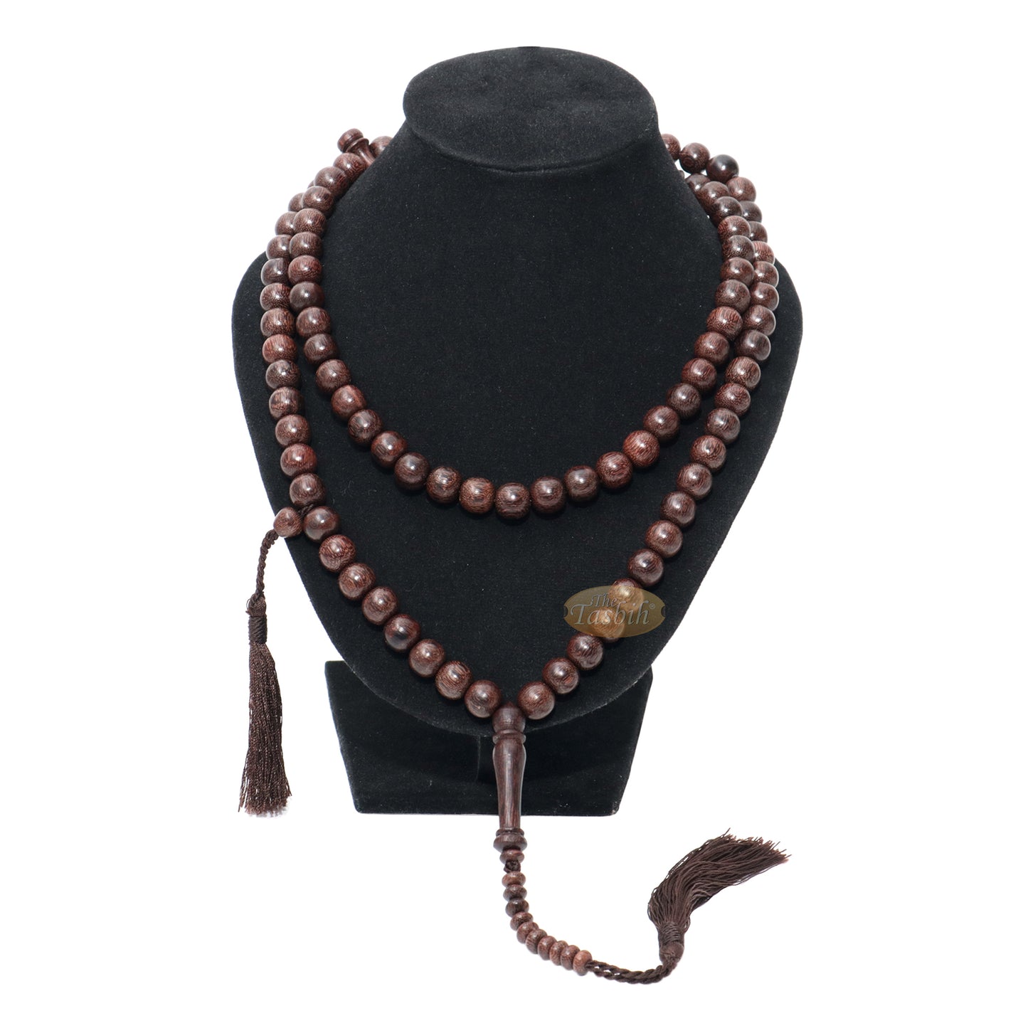 Kayu Tamarind Eksotik Tasbih Sibha 10-mm Besar dengan Jumbai Coklat Gelap Padan