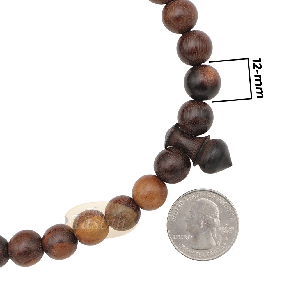 12 mm 99 beads Natural Tamarind wood with counter brown tassel