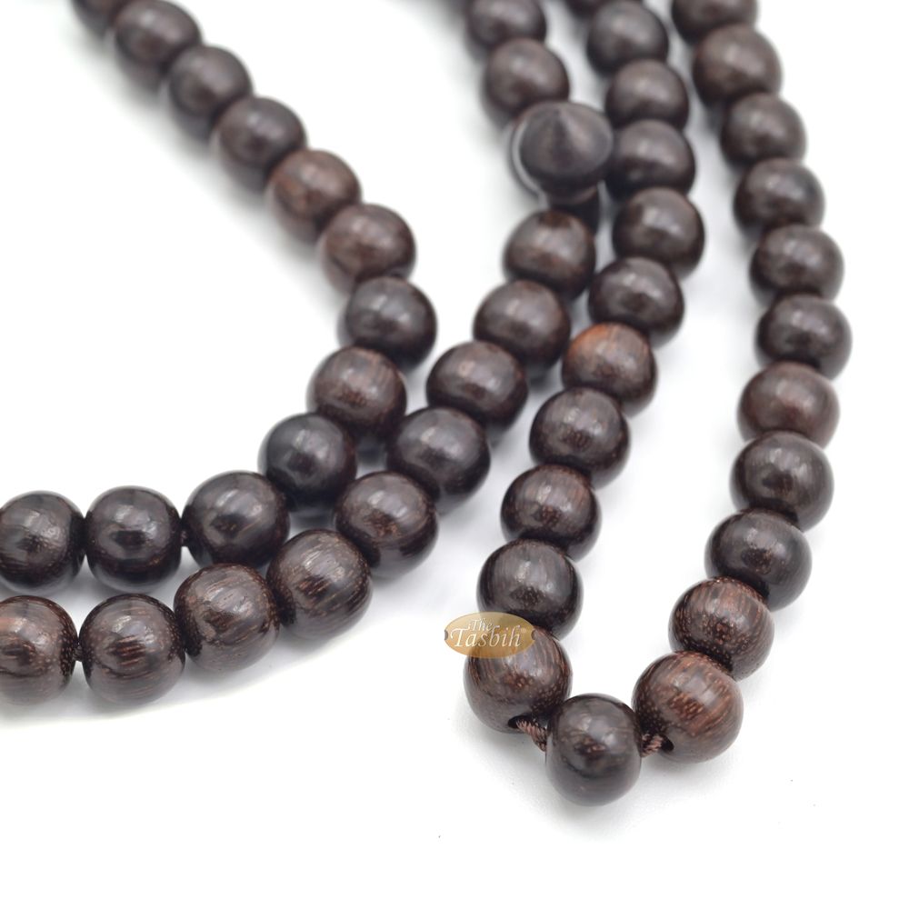Exotic Large 9 mm Tamarind Heartwood Tasbih Misbaha with Matching Dark Brown Tassels