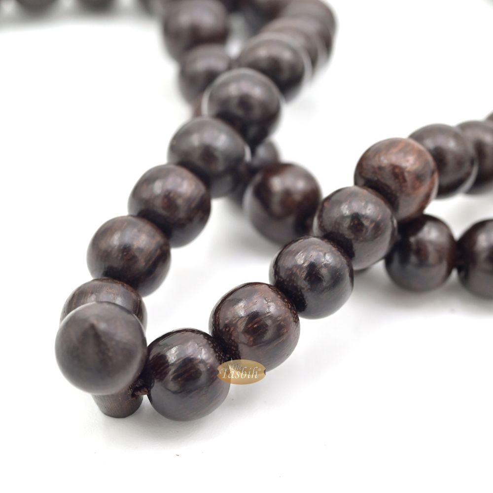 Exotic Large 9 mm Tamarind Heartwood Tasbih Misbaha with Matching Dark Brown Tassels