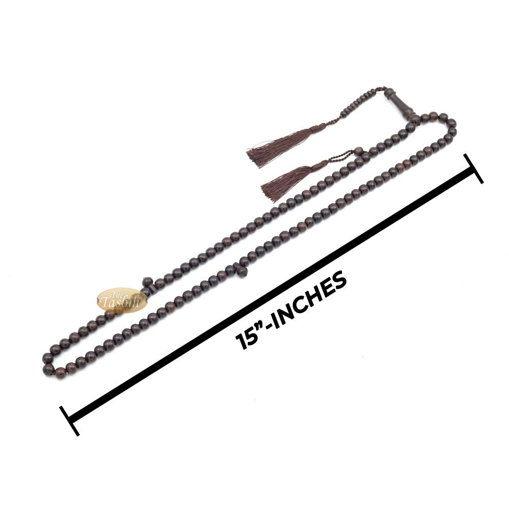 Exotic Large 9 mm Tamarind Heartwood Tasbih Misbaha with Matching Dark Brown Tassels