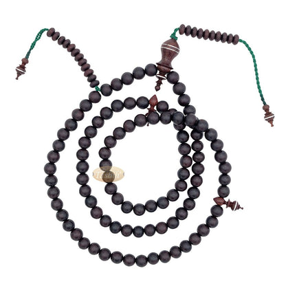 Limited Edition Tamarind Wood Terompah Prayer Beads 99 count Round Shape – 10 mm Dark Brown Beads Alif and Dividers Pewter Inlay Islamic Misbaha
