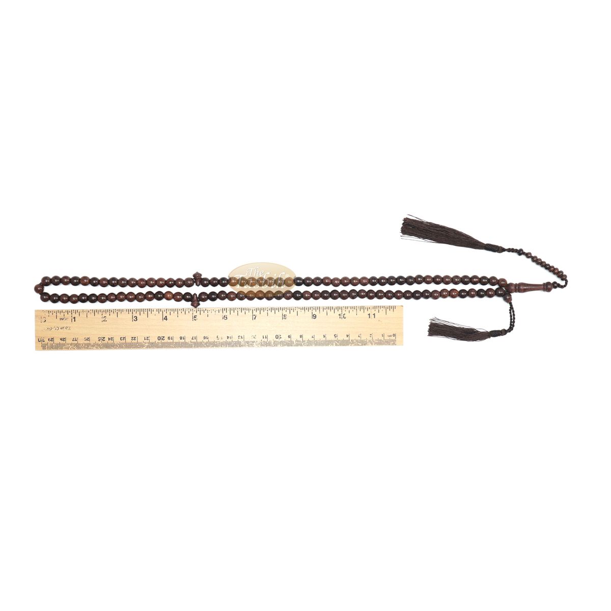 Tamarind Tree Tasbih 8 mm 99-Bead Handmade Prayer Beads Worry Beads 2 Tassels
