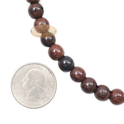 Tamarind Tree Tasbih 8mm 99-Bead Handmade Prayer Beads Worry Beads 2 Tassels