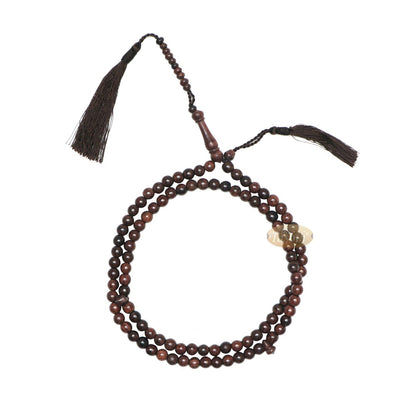 Tamarind Tree Tasbih 8 mm 99-Bead Handmade Prayer Beads Worry Beads 2 Tassels