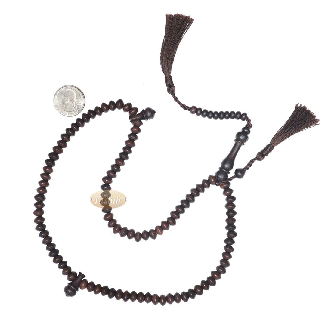 Saucer-shaped 5.5x8mm Tamarind Wood Prayer Beads Tasbih Rosary
