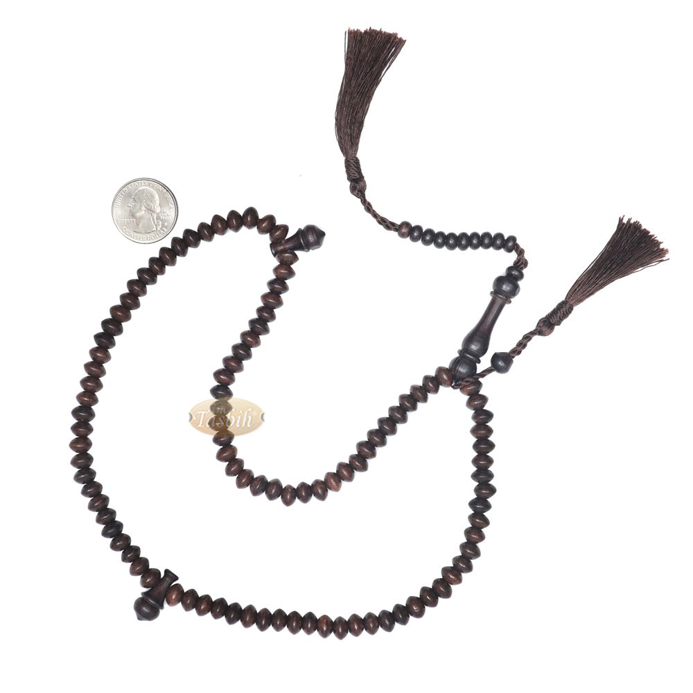 Saucer-Shaped 5.5×8 mm Tamarind Wood Prayer Beads Tasbih Rosary