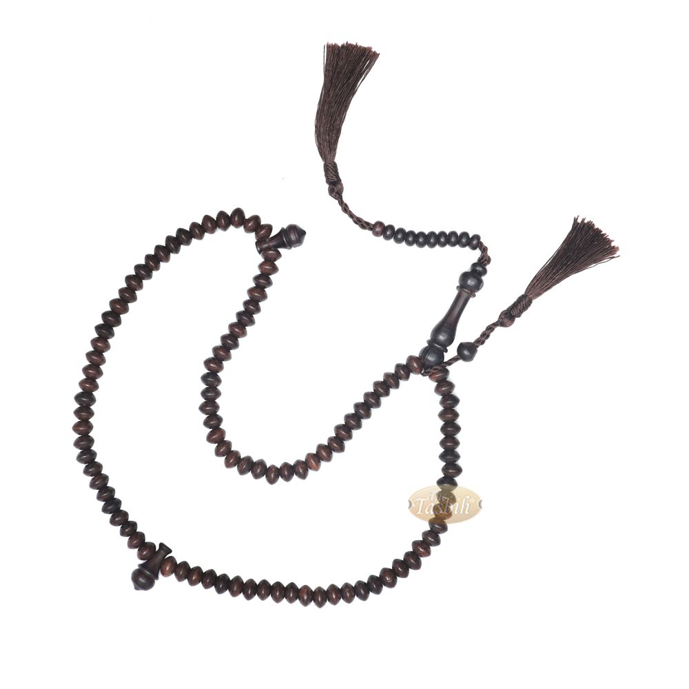 Saucer-Shaped 5.5×8 mm Tamarind Wood Prayer Beads Tasbih Rosary