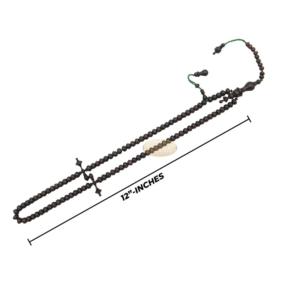 Tamarind Tree Tasbih 6×8 mm 100-Bead Handmade Prayer Beads