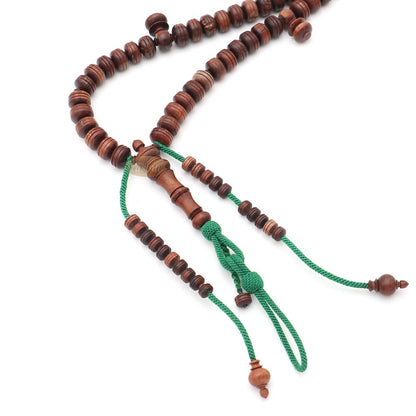 Large 7×12 mm Tamarind Wood Tijani Misbaha – Handcrafted 100 Beads with Durable Green Cord Tasbih
